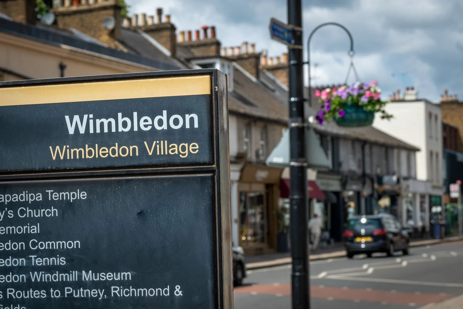 Wimbledon Village high street with independent shops and cafes